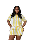 Stylish Vertical-Stripe Print Loose Casual Shirt Two-Piece Set RS-TW877