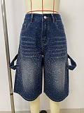 Casual Loose-Fit Rhinestone-Embellished High-Waisted Wide-Leg Jeans RS-2819