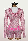 Sporty Elastic Zipper Hooded Coat Shorts And Jacket Set Two Pieces XS-K26L2395