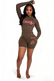 Sporty Elastic Zipper Hooded Coat Shorts And Jacket Set Two Pieces XS-K26L2395