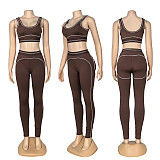 Fashionable Sleeveless Vest High Waist Hip Lifting Belly Controlling Fitness Yoga Wear Set CY-1326