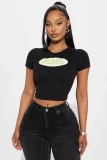 New Arrival Midriff-baring Printed Short-Sleeve T-Shirt RS-1291