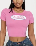 New Arrival Midriff-baring Printed Short-Sleeve T-Shirt RS-1291