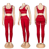 Fashionable Sleeveless Vest High Waist Hip Lifting Belly Controlling Fitness Yoga Wear Set CY-1326