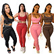 Fashionable Sleeveless Vest High Waist Hip Lifting Belly Controlling Fitness Yoga Wear Set CY-1326