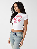 Minimalist and Stylish Letter Print Cropped Crop Top RS-1296