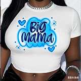 New Cropped T-Shirt With Colorful Letter Print and Midriff-Baring Design RS-1498