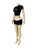 Summer Hooded Low Cut Short Sleeved Zipper Jacket Shorts Set CH-26015