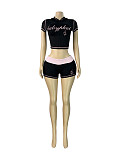 Summer Hooded Low Cut Short Sleeved Zipper Jacket Shorts Set CH-26015