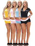 Summer Hooded Low Cut Short Sleeved Zipper Jacket Shorts Set CH-26015