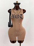 Slim Sexy Elastic Sleeveless See-Through Mini Dress For Women XS-K25L1515