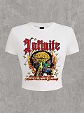 New European and American-style Printed Cropped T-Shirt RS-1454