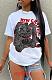 White Casual Loose-Fit Printed Short-Sleeve T-Shirt RS-41005