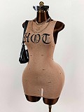 Slim Sexy Elastic Sleeveless See-Through Mini Dress For Women XS-K25L1515