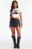 Casual Spicy Motorcycle Print Short-Sleeve Fitted T-Shirt RS-1460