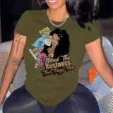 Casual Crew-Neck Short-Sleeve T-Shirt With Letter Print RS-1466