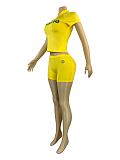 Gym Half-Zip Short Sleeved Top And Tight Shorts Set For Women CH-26018