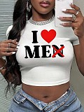 New European and American-style Printed Cropped T-Shirt RS-1454