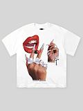 New Arrival Casual Cropped T-Shirt With Lip Print RS-1465