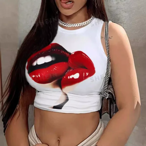 Trendy  It-Girl  Slim-Fit Tank Top With Unique Print RS-1489