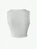 White Sexy Letter Print U-neck Crop Top HMY-2026051
