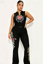 Fashionable Printed V-Neck Tank Top and Pants Set BG-9023
