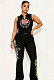 Fashionable Printed V-Neck Tank Top and Pants Set BG-9023