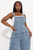 Fashionable Washed Wide-Leg Denim Overalls JLX-6076