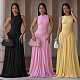 Stylish Elegant Solid-Color Crew-Neck Sleeveless Dress BY-7713