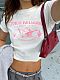 White Printed Cropped Short-Sleeve T-Shirt RS-1477