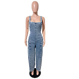 Fashionable Washed Wide-Leg Denim Overalls JLX-6076