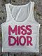 Trendy U-Neck Ribbed Tank Top With Letter Print RS-7240