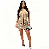Sexy Backless Knit Sequin Beach Dress TR-1367