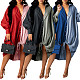Casual Loose-Fit Color-Blocked Patchwork Drawstring Asymmetrical Long-Sleeve Shirt Dress HANI-YF006