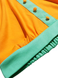 Casual Two-Tone Halter-Neck Backless Top & High-Waisted Wide-Leg Pants Two-Piece Set HANI-ZM025