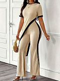 Irregular Slanted Cut Top Wide-leg Pants For Women Two Pieces SFY-2814
