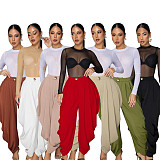2026 Casual Floral Solid Color Straight-Leg Pants SFY-795