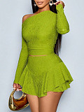 Stylish Off-Shoulder High-Stretch Slim-Fit Mini Skirt Set HANI-MC002