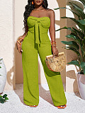 Stylish Strapless Wide-Leg Jumpsuit With Bow Detail HANI-SY029
