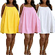 Sexy Spaghetti-Strap Square-Neck A-Line Dress — Loose-Fit Resort Style HANI-TY033