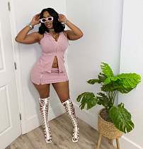 Casual Sleeveless Top Pencil Double Zipper Skirt Set TR-1366 Casual Sleeveless Top Pencil Double Zipper Skirt Set TR-1366
