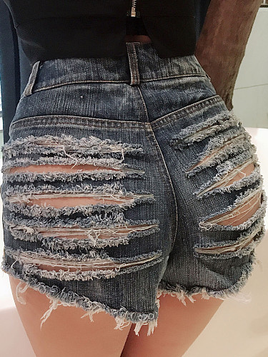 Denim Shorts Hot Pants Nightclub Women Sexy High-waisted Ripped FB-672