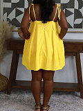Sexy Spaghetti-Strap Square-Neck A-Line Dress — Loose-Fit Resort Style HANI-TY033