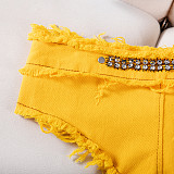 Sexy Sequin Low-Rise High-Stretch Denim Shorts FB-619