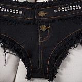 Sexy Sequin Low-Rise High-Stretch Denim Shorts FB-619