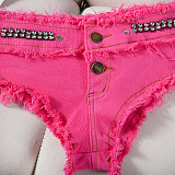 Sexy Sequin Low-Rise High-Stretch Denim Shorts FB-619