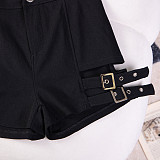 Black Casual High-Waisted Stretch Shorts FB-839