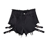 New Summer Sexy High-Waisted Distressed Denim Shorts FB-648
