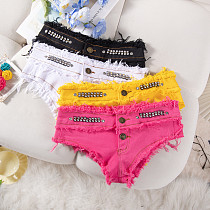 Sexy Sequin Low-Rise High-Stretch Denim Shorts FB-619