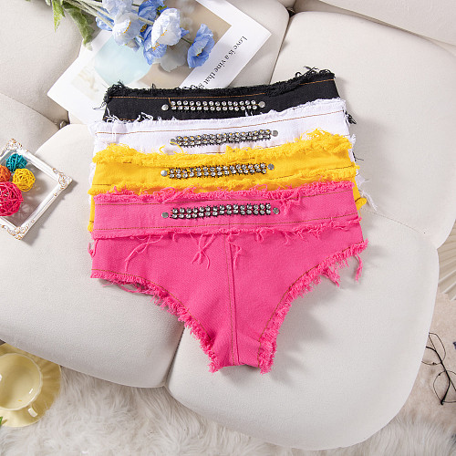 Sexy Sequin Low-Rise High-Stretch Denim Shorts FB-619